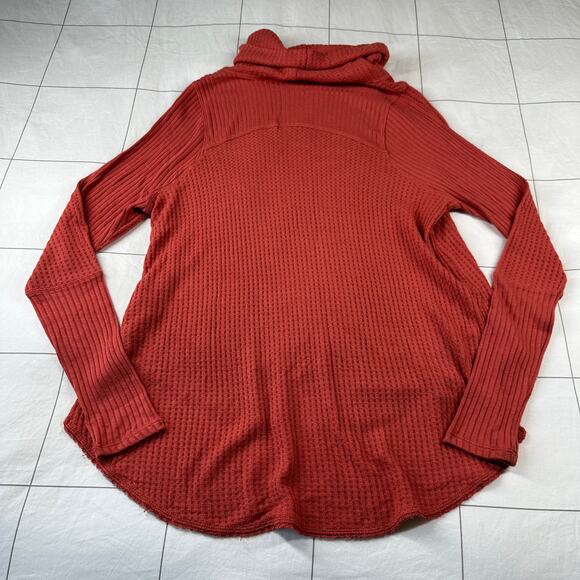 Free People We the Free Top Womens XS Rust Red Kristina Waffleknit Thermal Cowl - Picture 2 of 8